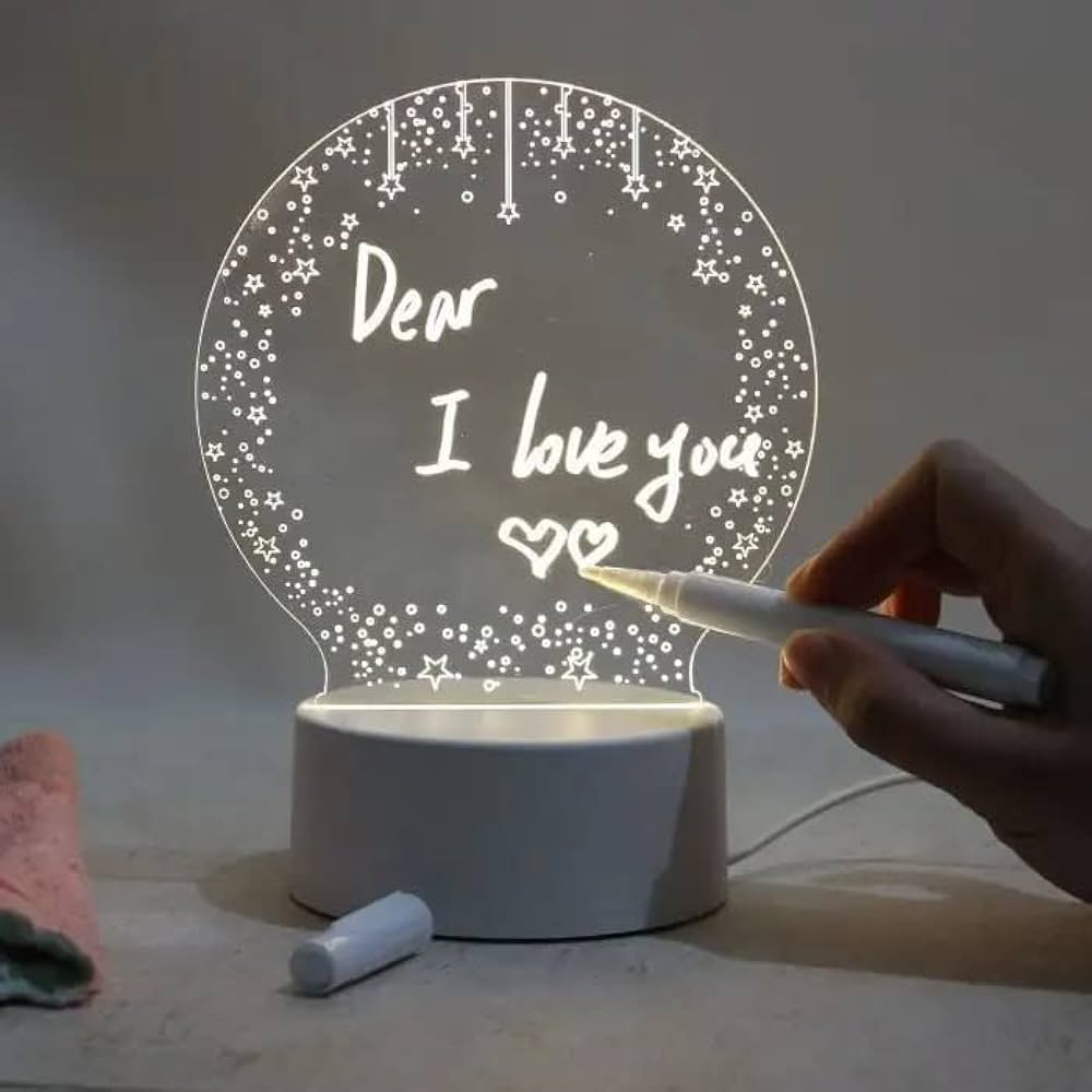 Illuminate & Inspire: LED Acrylic Writing Pad Table Lamp with Rewritable Message Board